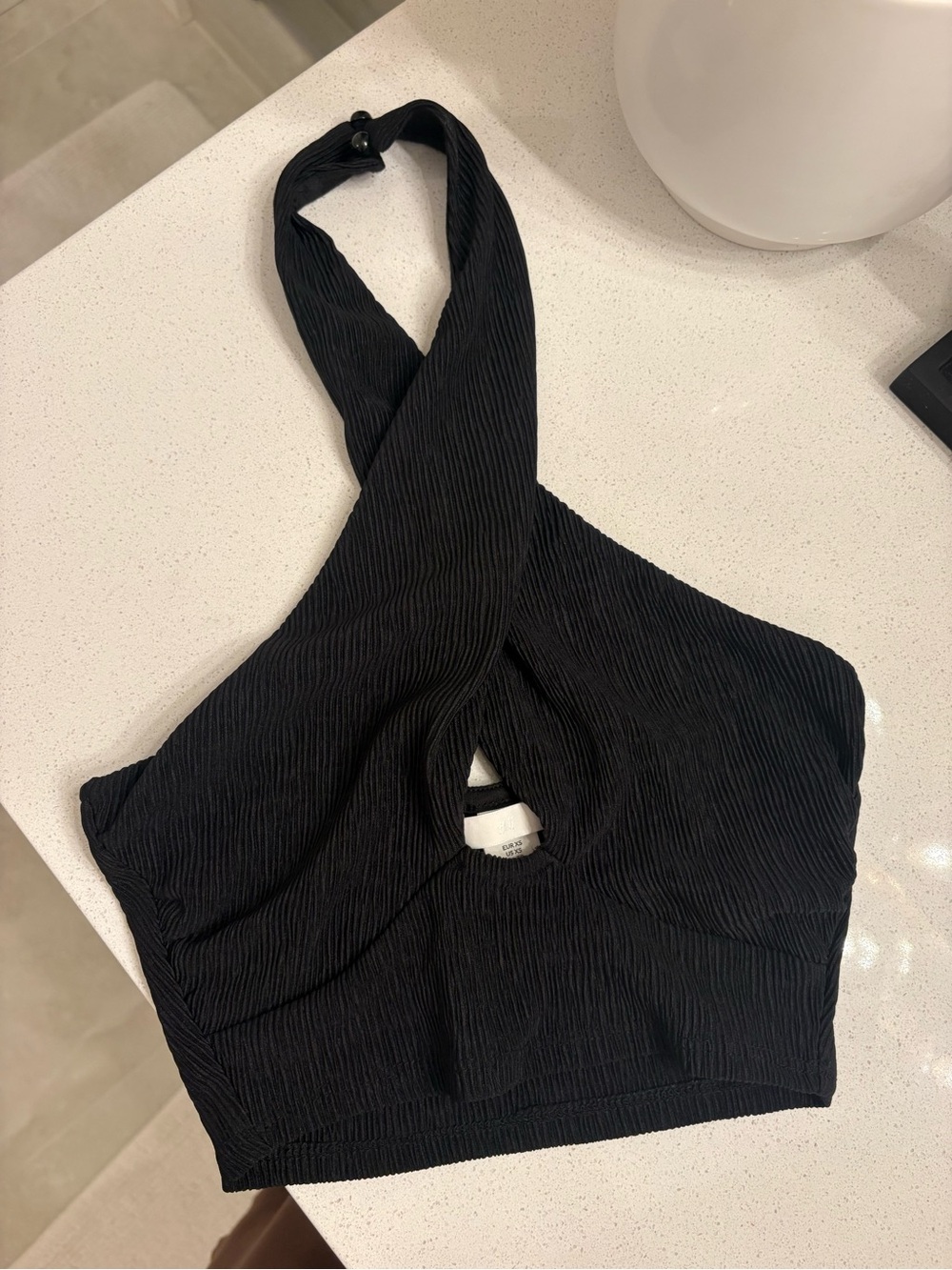 H&M Black Crisscross Halter Crop Top
